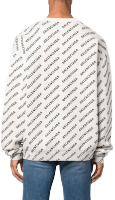 巴黎世家 FW22 全版Logo提花圓領毛衣 白色 702952T32339054 Shop 巴黎世家 FW22 全版Logo提花圓領毛衣 白色 702952T32339054