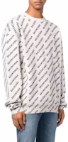 Purchase Balenciaga FW22 All-Over Logo Jacquard Crewneck Sweater White . 702952T32339054