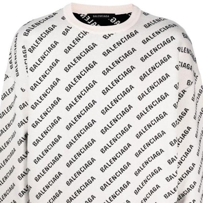 巴黎世家 FW22 全版Logo提花圓領毛衣 白色 702952T32339054 Details for 巴黎世家 FW22 全版Logo提花圓領毛衣 白色 702952T32339054