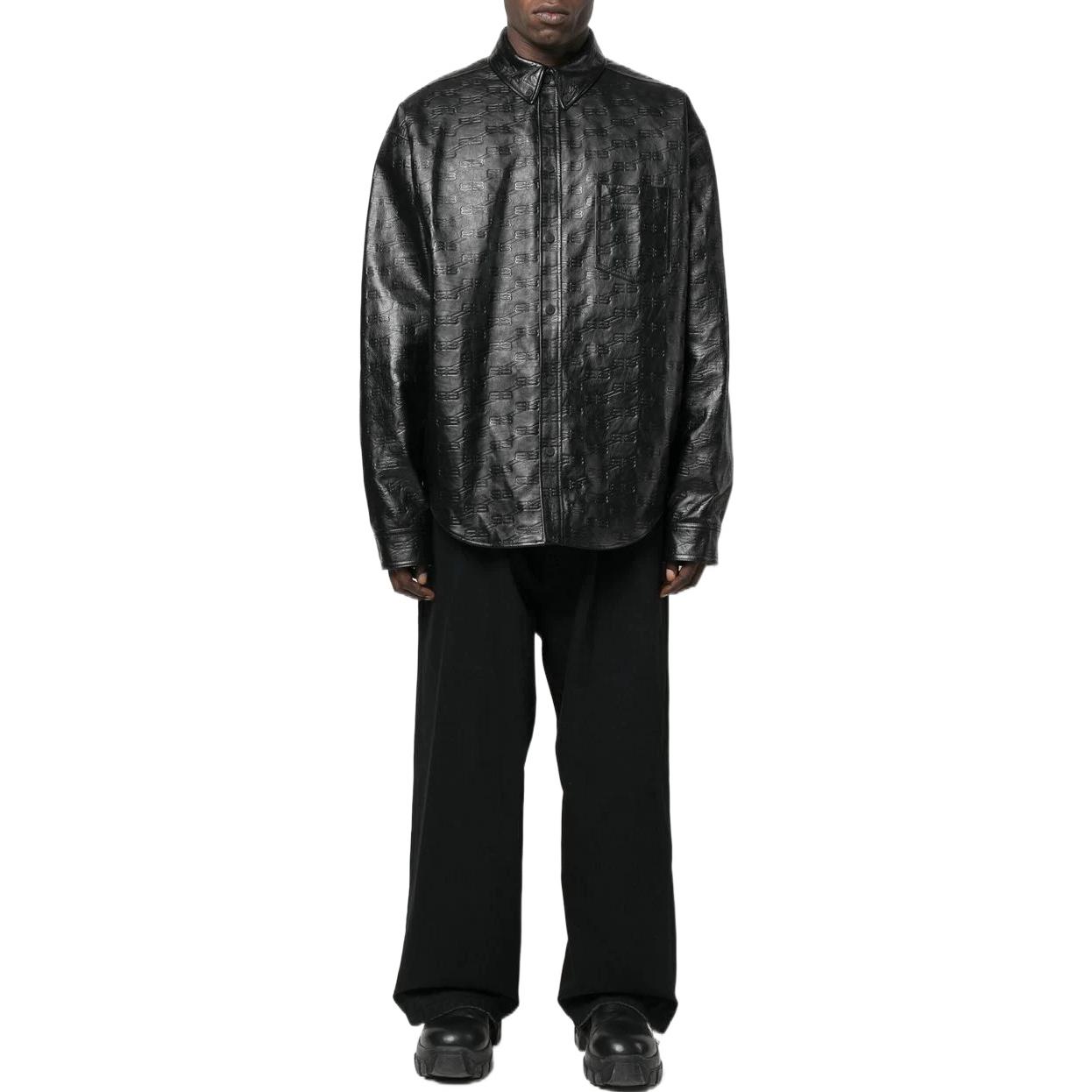 Shop Balenciaga FW22 All-Over Logo Leather Jacket Men’s Black. 704420TMS161000