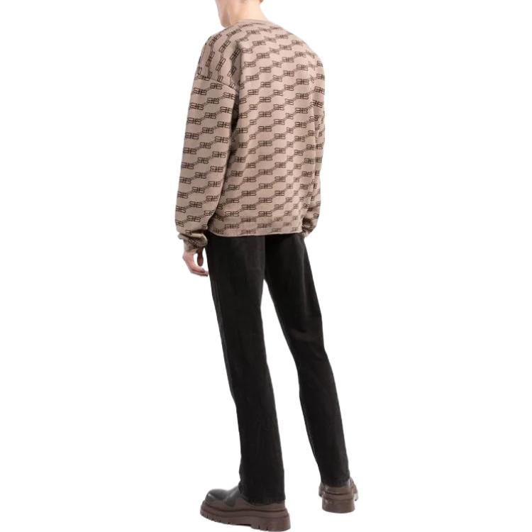 Shop バレンシアガ FW22 ロゴ オーバーサイズ ブラウン ニット セーター 男女兼用 長袖. 705033T32539378