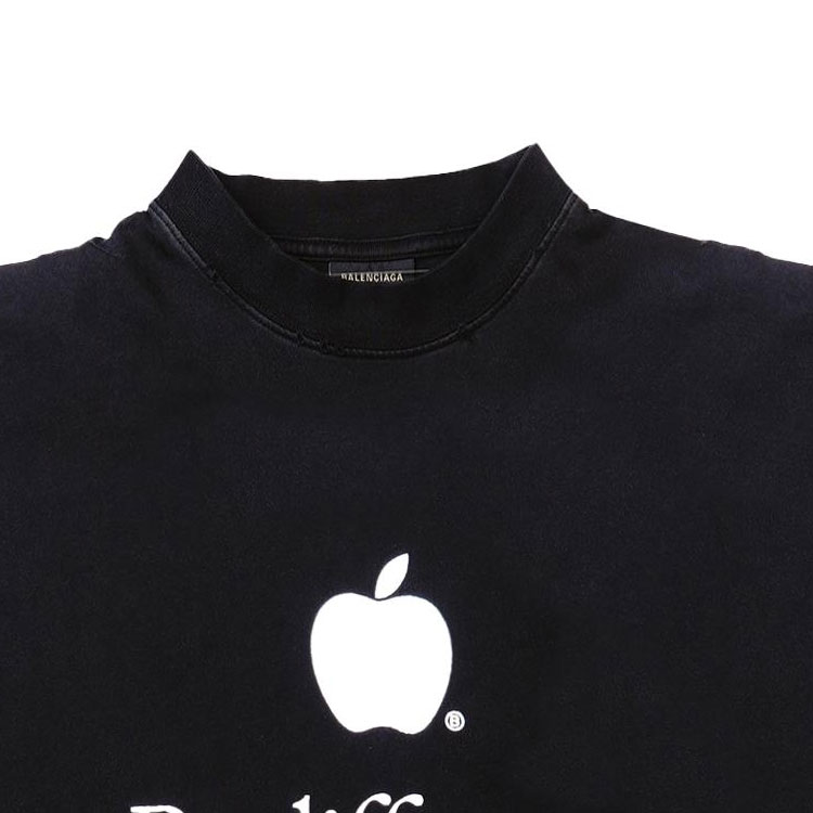 Details for Balenciaga FW22 Be Different Apple Logo Print Black Tee Unisex. 712398TNVB31070