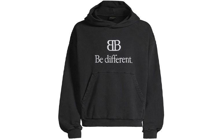 Balenciaga FW22 Be Different Logo Print Oversized Hoodie Black  Fashion. 720406TNVB41070 圖 2