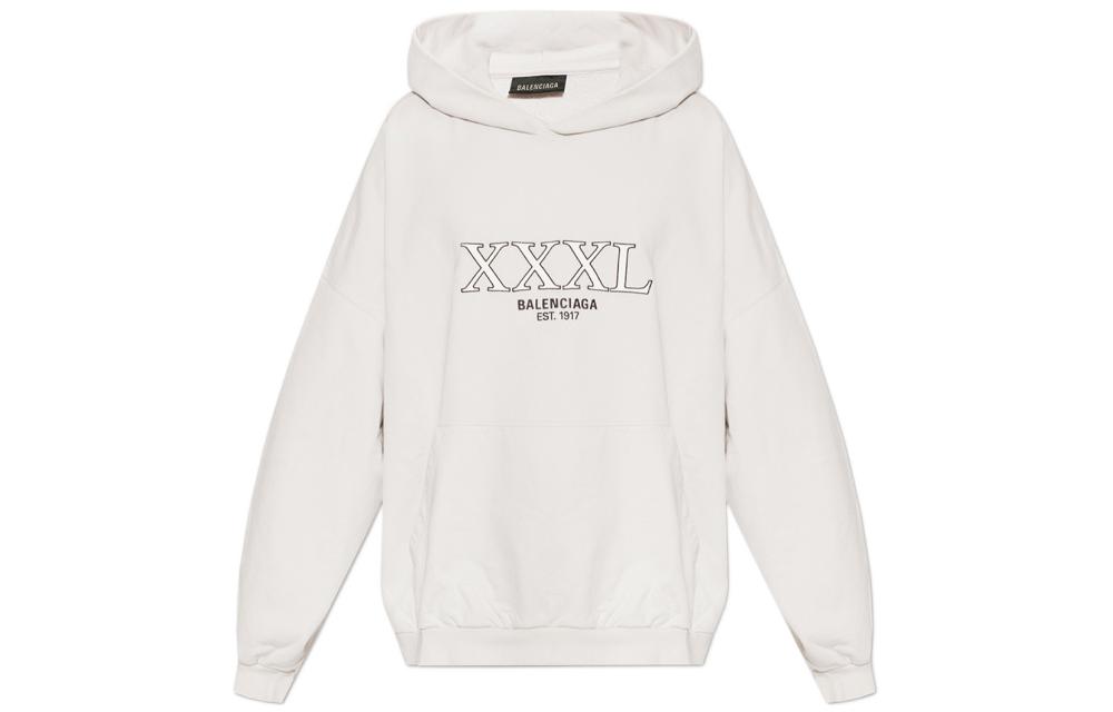 Balenciaga FW22 Beige Logo Print Oversized Cotton Pullover Sweatshirt Men 713677TNVD99784