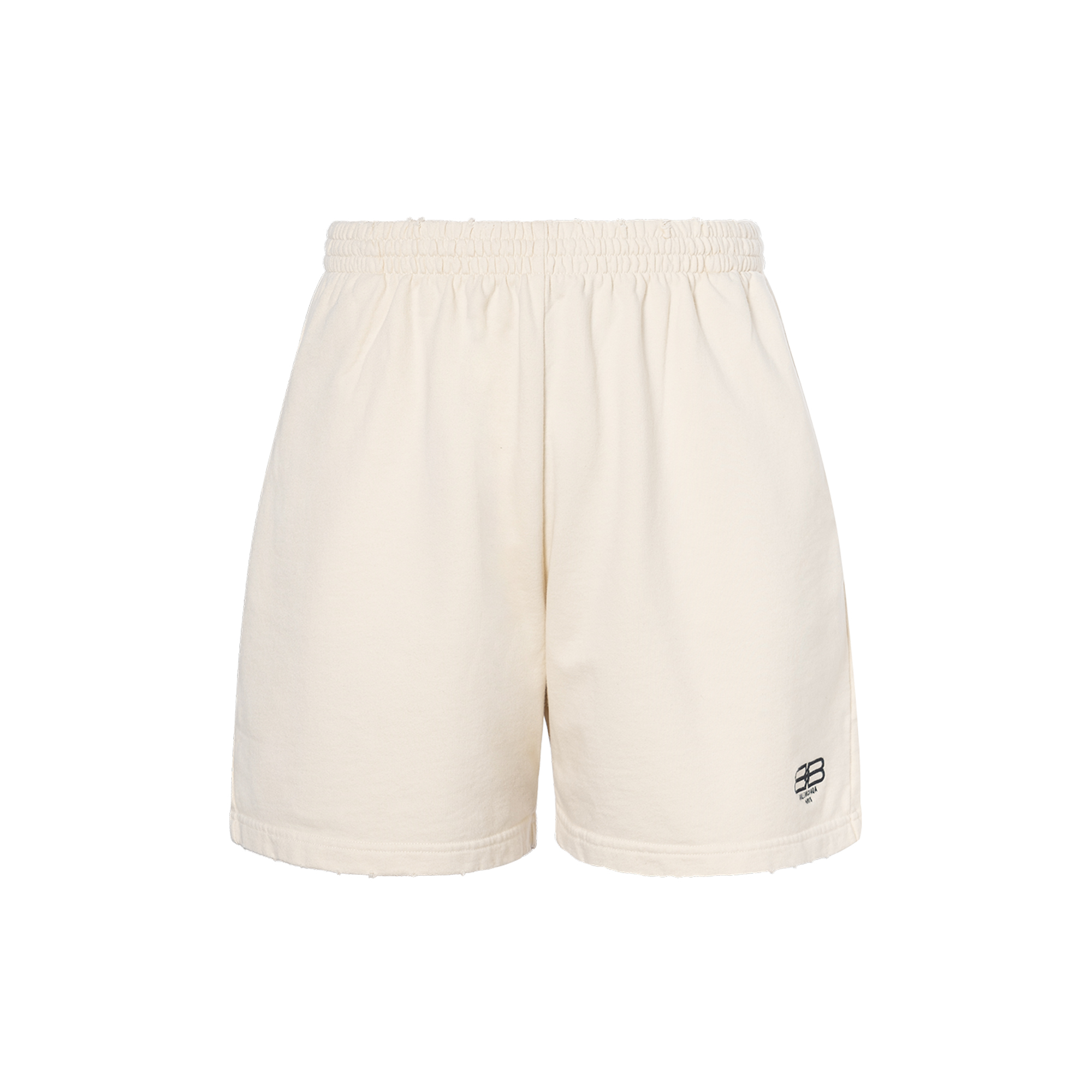 Balenciaga FW22 Beige Logo Print Relaxed Fit Elastic Waist Shorts Menswear 676137TMVG69069