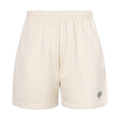 Balenciaga FW22 Beige Logo Print Relaxed Fit Elastic Waist Shorts Menswear 676137TMVG69069