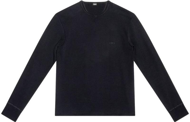 Order Balenciaga FW22 Black Embroidered Long Sleeve Crewneck T-Shirt (Oversized Fit). 6983224C2B41000