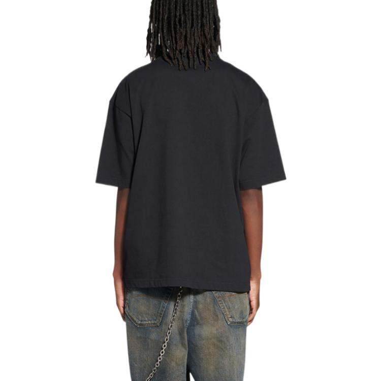 Balenciaga FW22 Black Logo Print Crewneck T-Shirt  Regular Fit Casual Tee 612966TMVL41075 圖 6