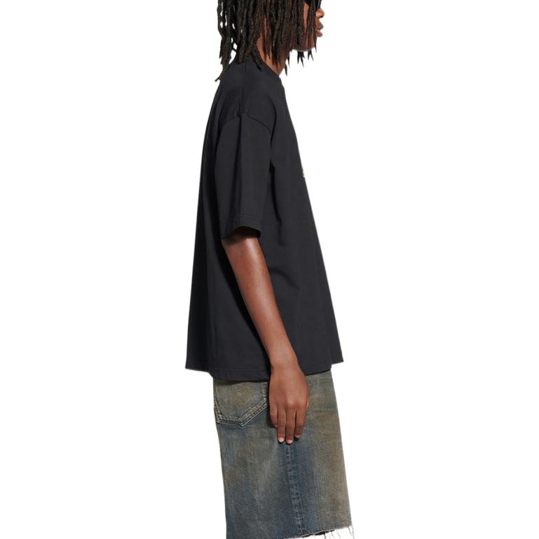 Balenciaga FW22 Black Logo Print Crewneck T-Shirt  Regular Fit Casual Tee 612966TMVL41075 圖 7