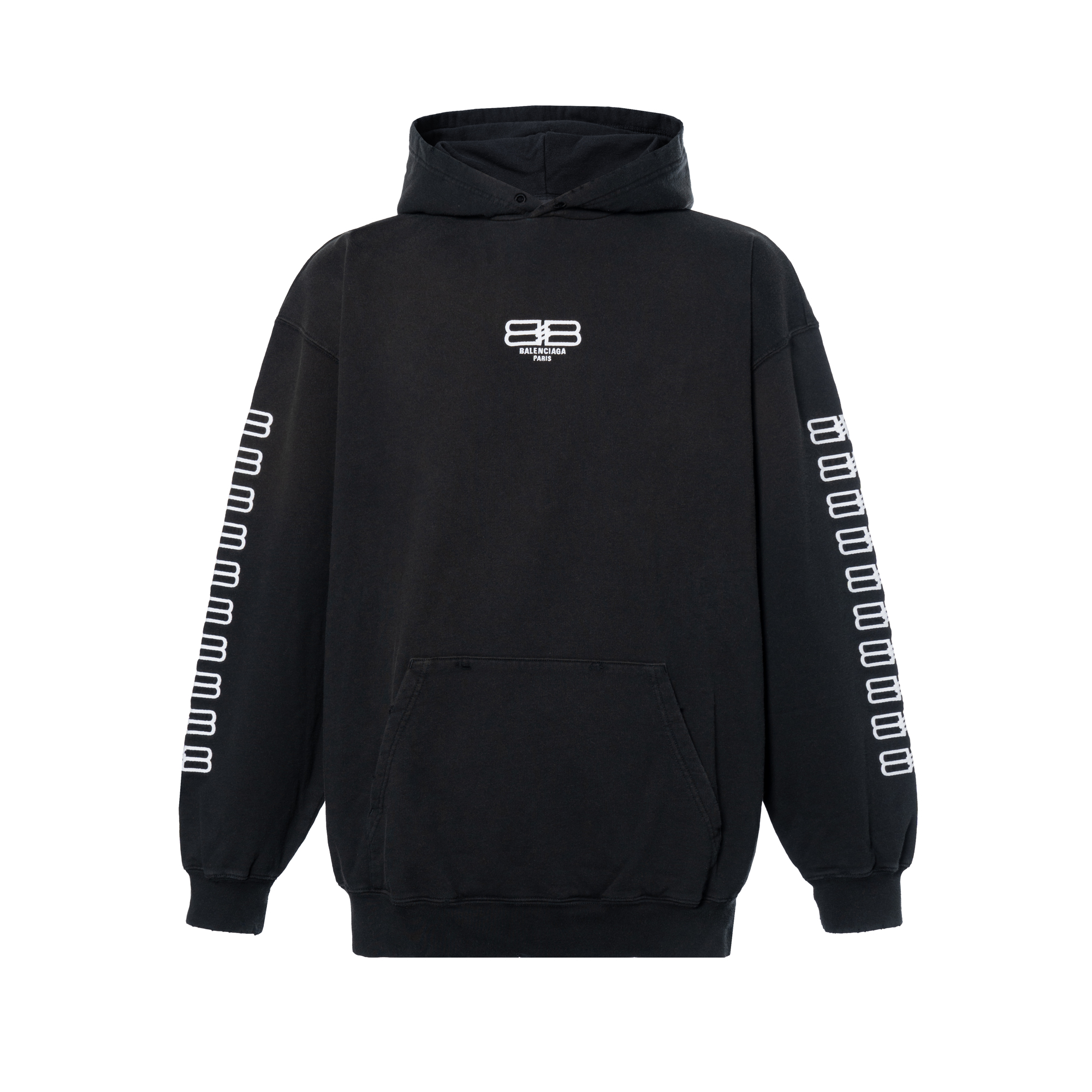 Buy 巴黎世家 FW22 黑色印花加大码连帽衫 570811TMVG69034