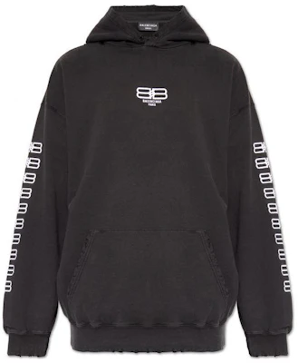 巴黎世家 FW22 黑色印花加大码连帽衫 570811TMVG69034 Order 巴黎世家 FW22 黑色印花加大码连帽衫 570811TMVG69034