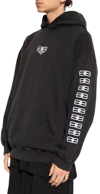 巴黎世家 FW22 黑色印花加大码连帽衫 570811TMVG69034 Purchase 巴黎世家 FW22 黑色印花加大码连帽衫 570811TMVG69034