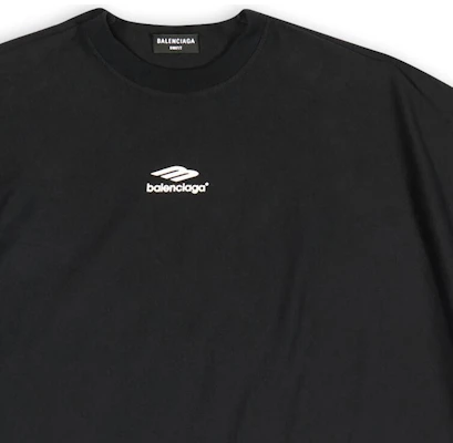 Balenciaga FW22 Baju-T Logo Cetakan Hitam Oversized Uniseks. 704032TMVJ71070 Sizing Balenciaga FW22 Baju-T Logo Cetakan Hitam Oversized Uniseks. 704032TMVJ71070