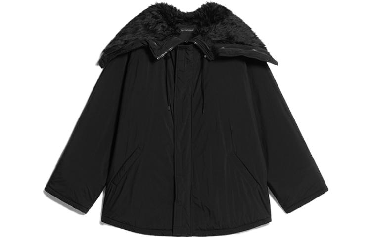 Balenciaga FW22 Black Oversized Solid Color Hooded Jacket Mens Casual Style 720317TNO451000