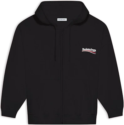 巴黎世家 FW22 黑色修身印花拉链连帽衫 620972TKVI91070 Buy 巴黎世家 FW22 黑色修身印花拉链连帽衫 620972TKVI91070