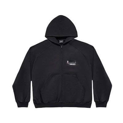 Balenciaga FW22 Black Zip Pocket Hoodie Loose-Fit Casual Sweater 720425TNVG21089