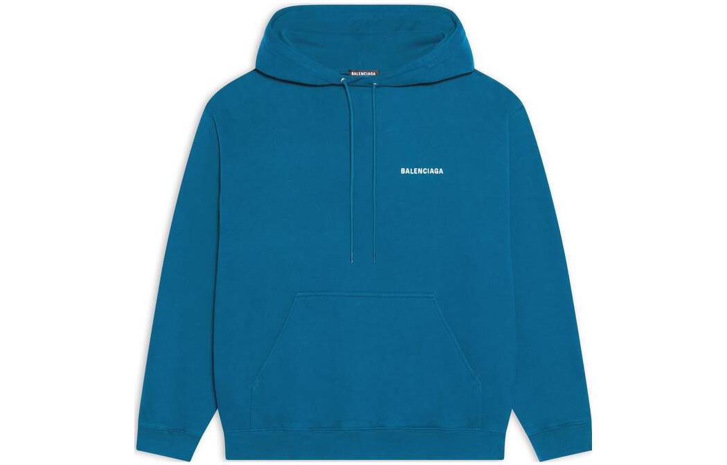 Balenciaga FW22 Blue Letter Print Hoodie Regular Fit Apparel 600583TLVB89567