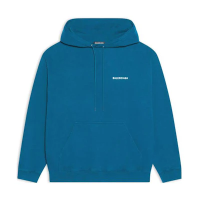 Balenciaga FW22 Blue Letter Print Hoodie Regular Fit Apparel 600583TLVB89567