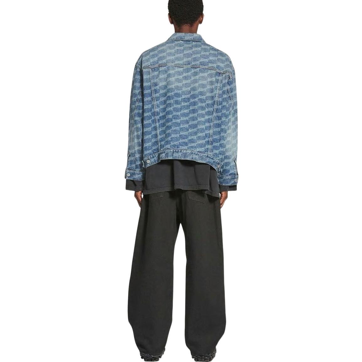 Purchase Balenciaga FW22 Jaket Denim Biru Cetakan Logo Longgar Single-Breasted 675208TMW374437