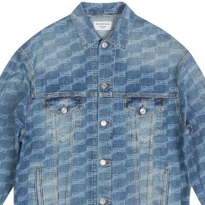 Balenciaga FW22 Jaket Denim Biru Cetakan Logo Longgar Single-Breasted 675208TMW374437 Sizing Balenciaga FW22 Jaket Denim Biru Cetakan Logo Longgar Single-Breasted 675208TMW374437