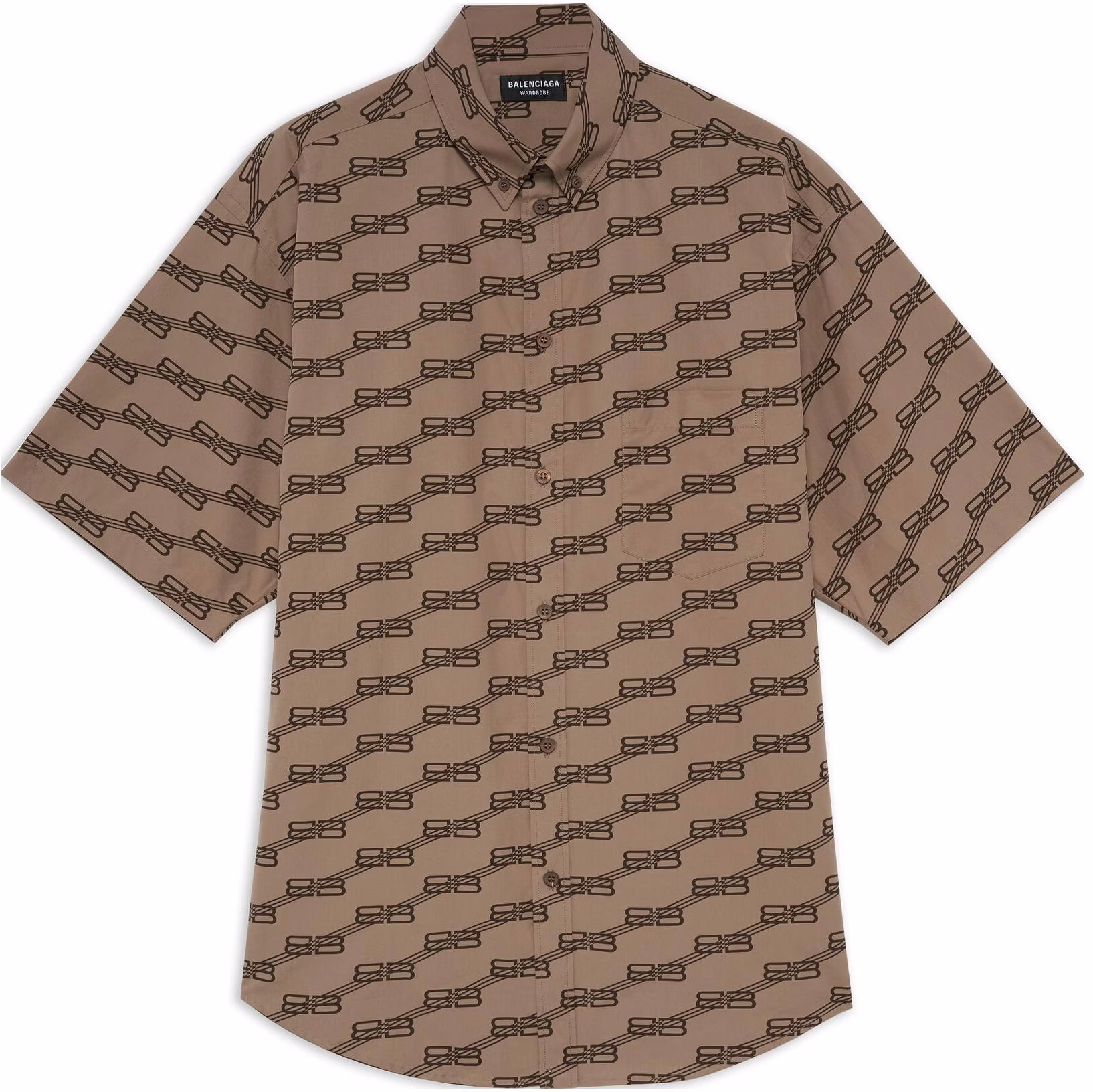 balenciaga-fw-22-brown-monogram-print-short-sleeve-shirt-regular-fit-681702-tml-369378