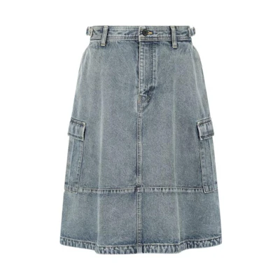 Balenciaga FW22 Button Zip Waist Denim Skirt Blue 681717TJW60-4012