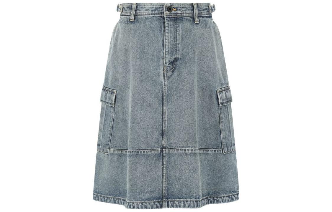 Order Balenciaga FW22 Button Zip Waist Denim Skirt Blue 681717TJW60-4012