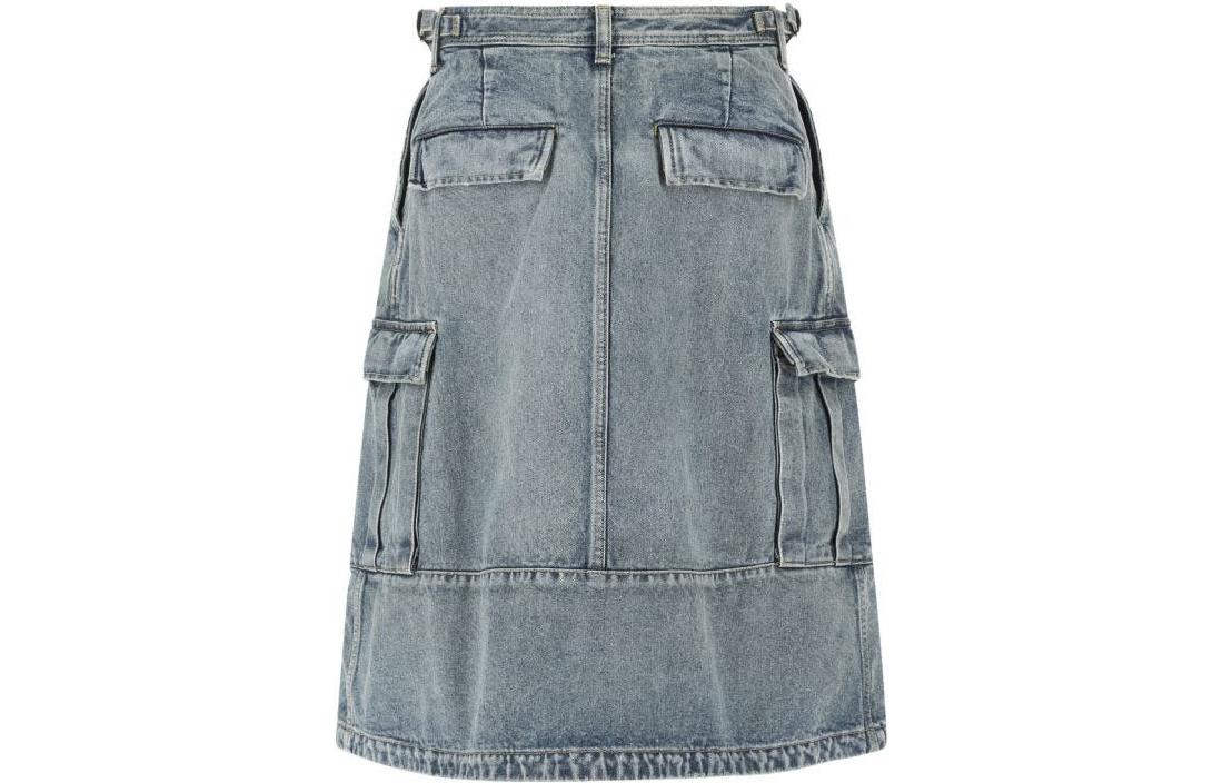 Lookbook Balenciaga FW22 Button Zip Waist Denim Skirt Blue 681717TJW60-4012