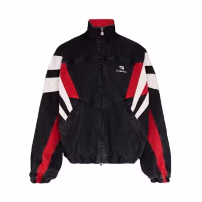 Balenciaga FW22 Colorblock Logo Zip-Up Jacket Unisex Black 681648TEW051055
