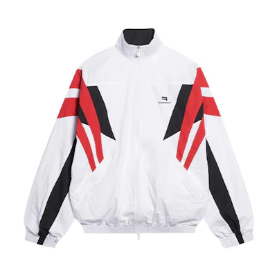 Balenciaga FW22 Colorblock Zip-Up Sports Jacket White 675533TKM029000