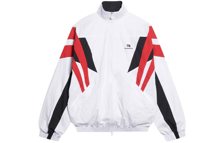 Order Balenciaga FW22 Jaket Olahraga Colorblock Zip-Up Putih 675533TKM029000