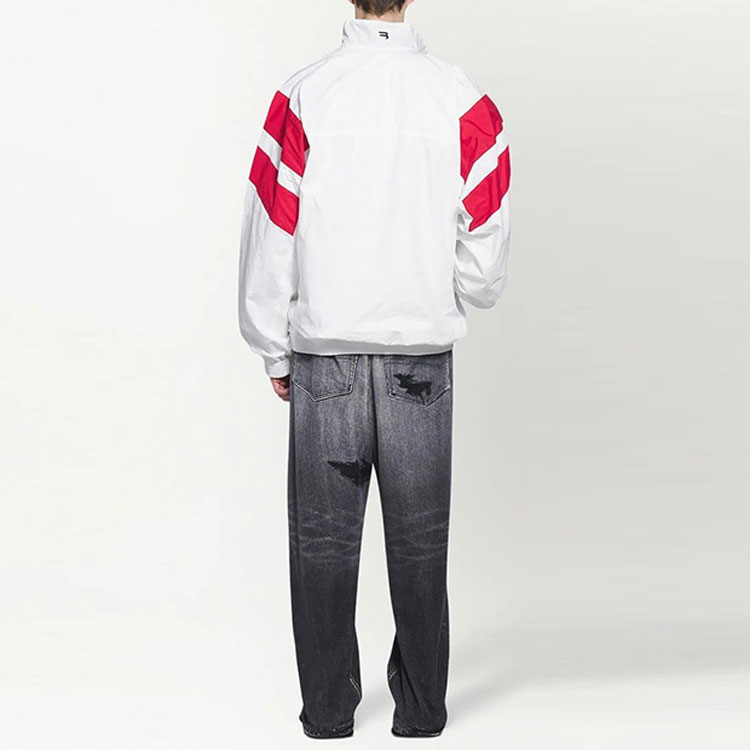 Purchase Balenciaga FW22 Jaket Olahraga Colorblock Zip-Up Putih 675533TKM029000