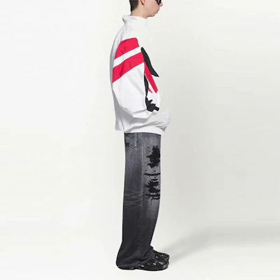 Balenciaga FW22 Jaket Olahraga Colorblock Zip-Up Putih 675533TKM029000 Details for Balenciaga FW22 Jaket Olahraga Colorblock Zip-Up Putih 675533TKM029000