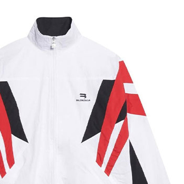Sizing Balenciaga FW22 Jaket Olahraga Colorblock Zip-Up Putih 675533TKM029000