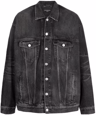 Chaqueta Vaquera Negra Balenciaga FW22 Logo Distressed Manga Larga 724647TBP471000 Buy Chaqueta Vaquera Negra Balenciaga FW22 Logo Distressed Manga Larga 724647TBP471000