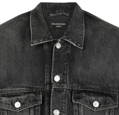Chaqueta Vaquera Negra Balenciaga FW22 Logo Distressed Manga Larga 724647TBP471000 Details for Chaqueta Vaquera Negra Balenciaga FW22 Logo Distressed Manga Larga 724647TBP471000