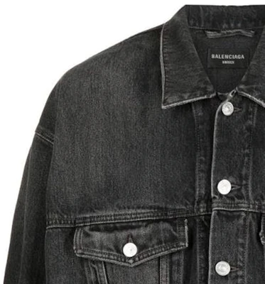 Chaqueta Vaquera Negra Balenciaga FW22 Logo Distressed Manga Larga 724647TBP471000 Sizing Chaqueta Vaquera Negra Balenciaga FW22 Logo Distressed Manga Larga 724647TBP471000