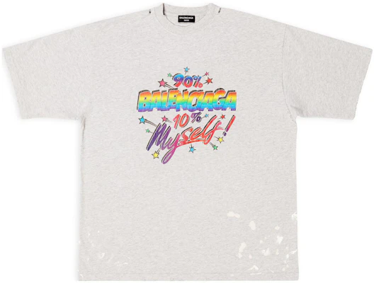 Balenciaga FW22灰色做舊印花寬鬆版男款休閒T恤。 641675TMVH32569 Buy Balenciaga FW22灰色做舊印花寬鬆版男款休閒T恤。 641675TMVH32569