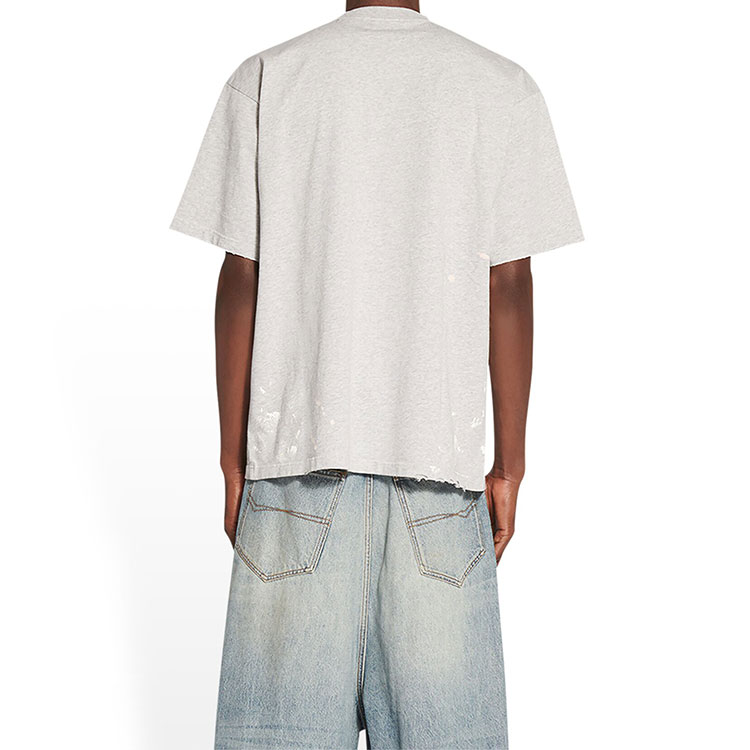 Purchase Balenciaga FW22灰色做舊印花寬鬆版男款休閒T恤。 641675TMVH32569