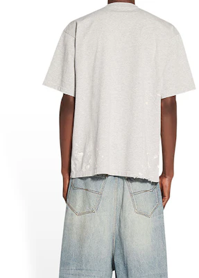 Balenciaga FW22灰色做舊印花寬鬆版男款休閒T恤。 641675TMVH32569 Purchase Balenciaga FW22灰色做舊印花寬鬆版男款休閒T恤。 641675TMVH32569