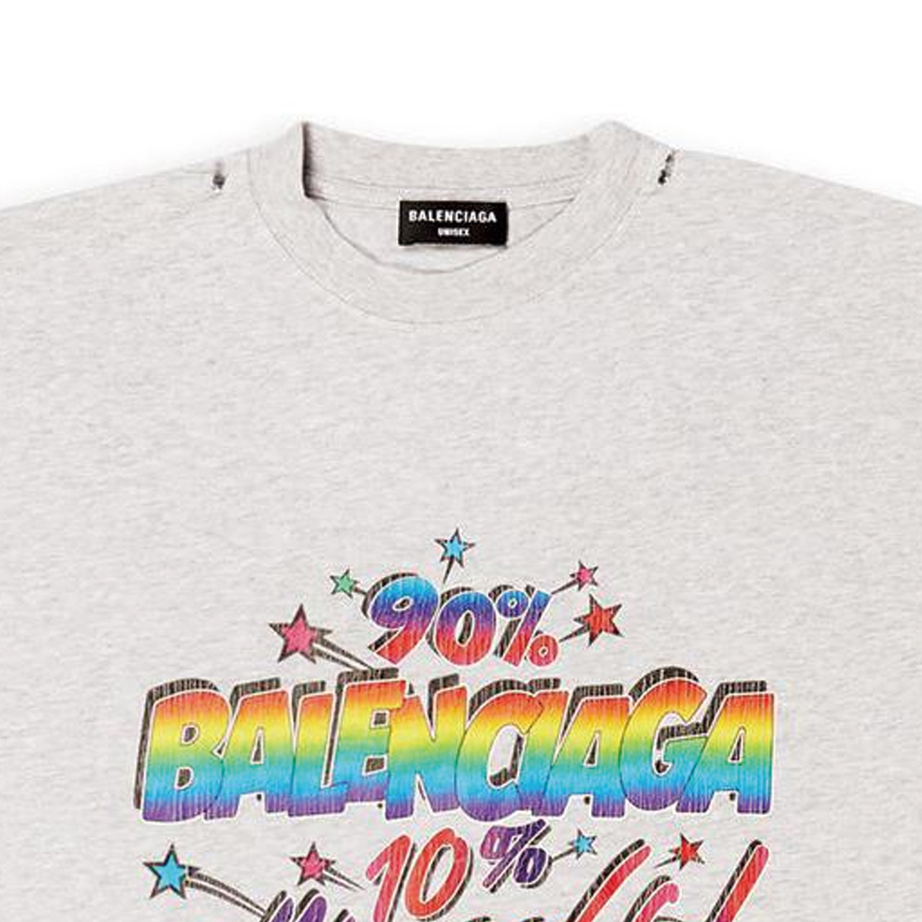 Details for Balenciaga FW22灰色做舊印花寬鬆版男款休閒T恤。 641675TMVH32569