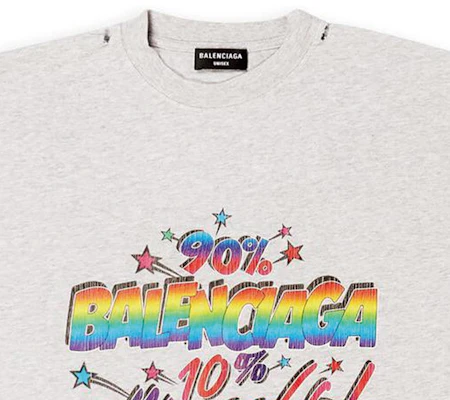 Balenciaga FW22灰色做舊印花寬鬆版男款休閒T恤。 641675TMVH32569 Details for Balenciaga FW22灰色做舊印花寬鬆版男款休閒T恤。 641675TMVH32569