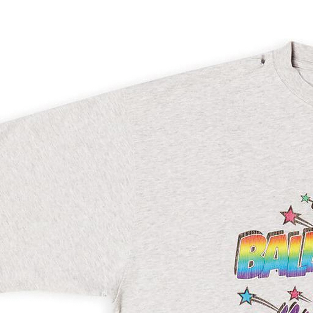 Cheap Balenciaga FW22灰色做舊印花寬鬆版男款休閒T恤。 641675TMVH32569