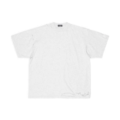 Balenciaga FW22 Distressed Oversized Grey T-Shirt Unisex Casual Style. 704056TMVA52569
