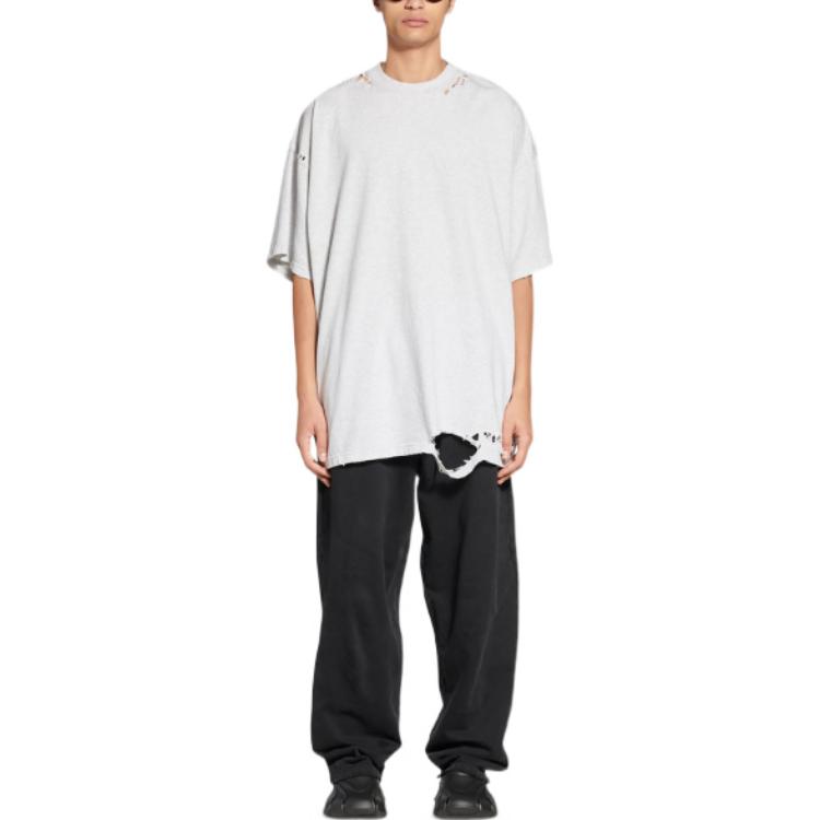 Balenciaga FW22 Distressed Oversized Grey T-Shirt Unisex Casual Style. 704056TMVA52569 圖 4