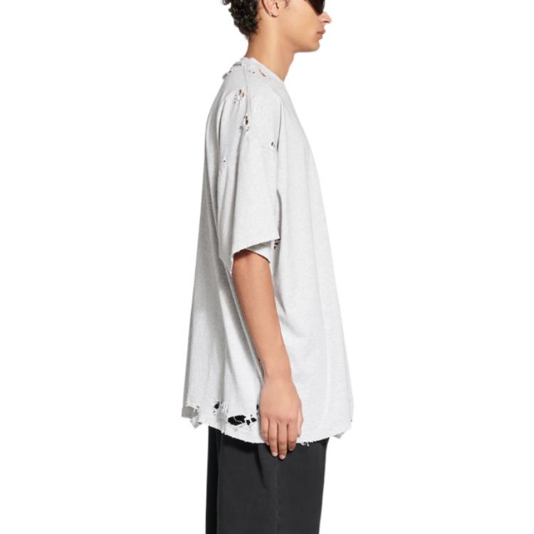 Balenciaga FW22 Distressed Oversized Grey T-Shirt Unisex Casual Style. 704056TMVA52569 圖 5