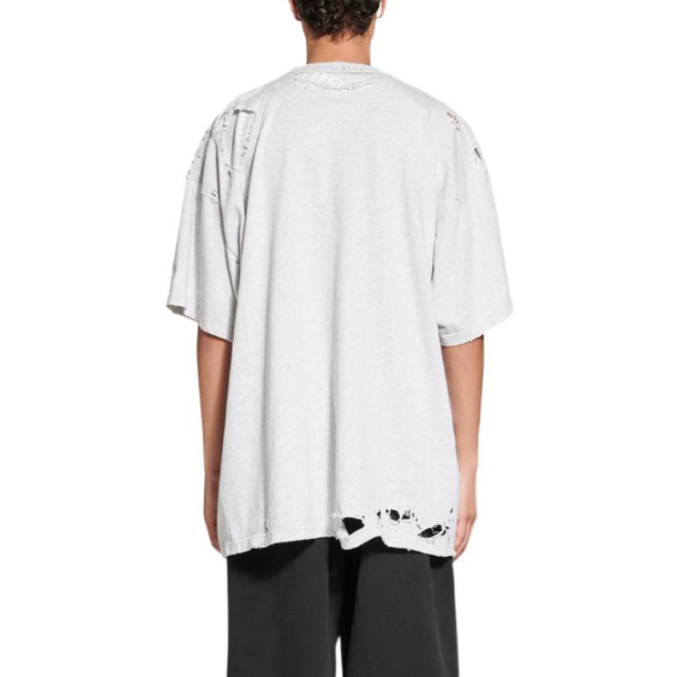 Balenciaga FW22 Distressed Oversized Grey T-Shirt Unisex Casual Style. 704056TMVA52569 圖 6