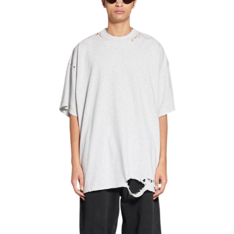Balenciaga FW22 Distressed Oversized Grey T-Shirt Unisex Casual Style. 704056TMVA52569 圖 7