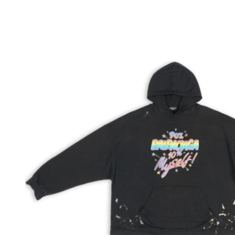 Balenciaga FW22 Distressed Oversized Hoodie Black with Colorful Logo Print . 674986TMVH41055 圖 7
