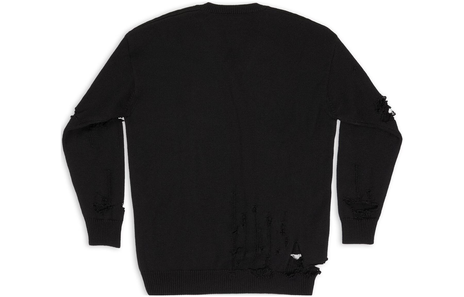 Lookbook Balenciaga FW22 Distressed V-Neck Wool Sweater Unisex Black 702216T16421000